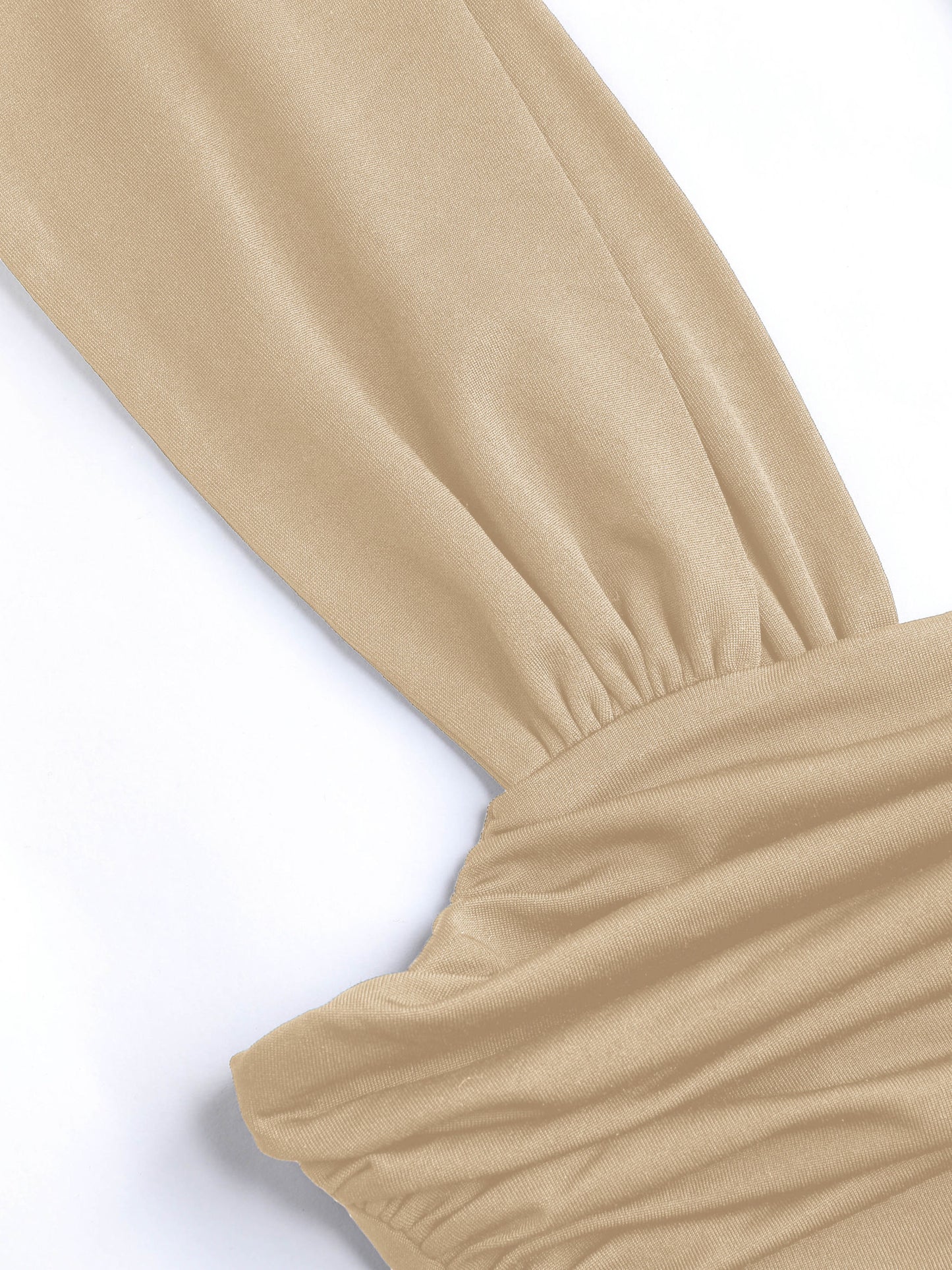 Solid Ruched U-Neckline Ruffle Maxi Dress