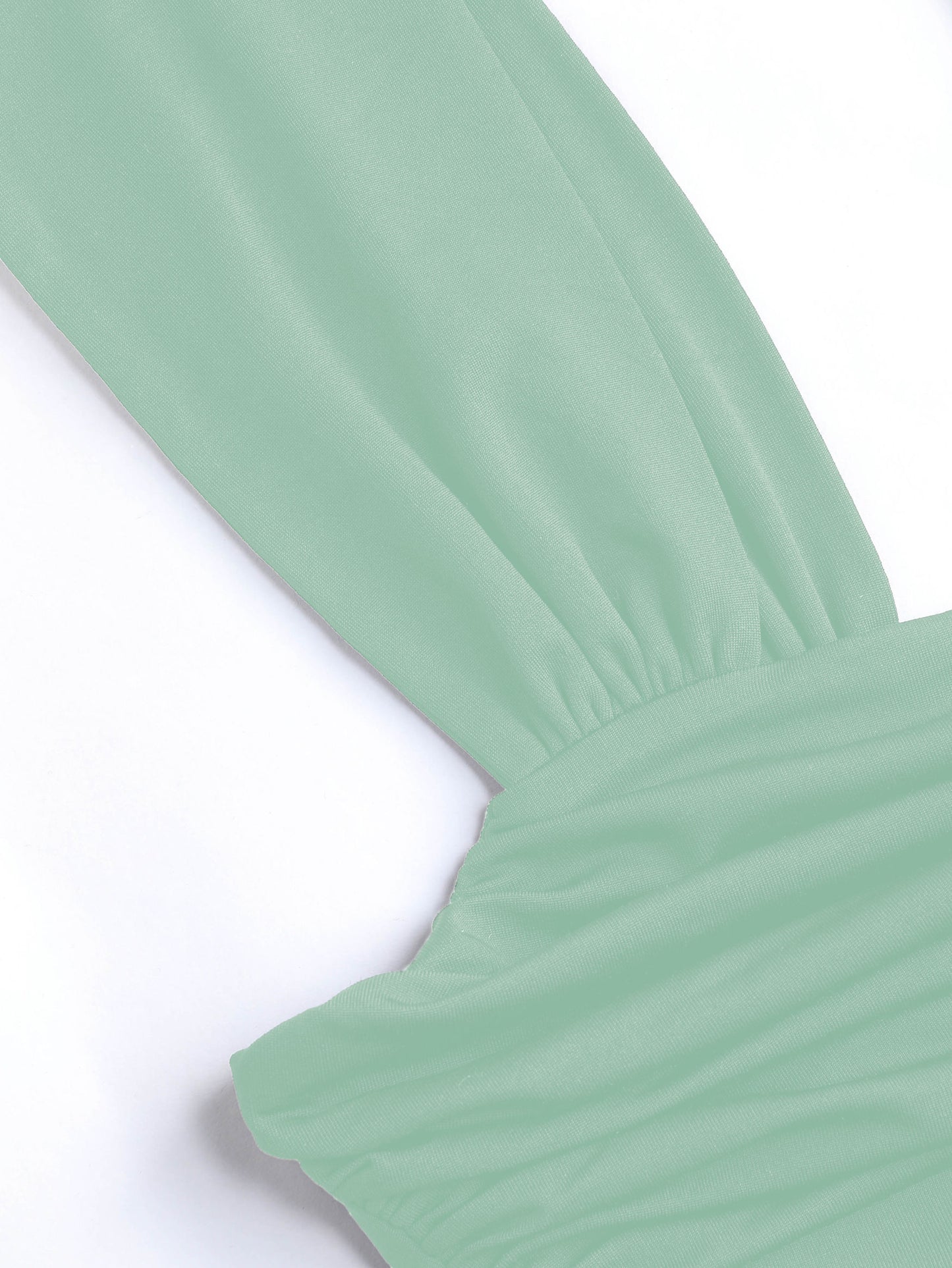 Solid Ruched U-Neckline Ruffle Maxi Dress