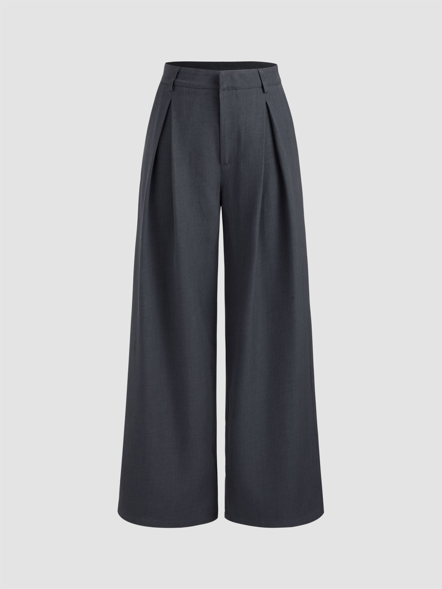 Mid Rise Straight Leg Pleated Trouser