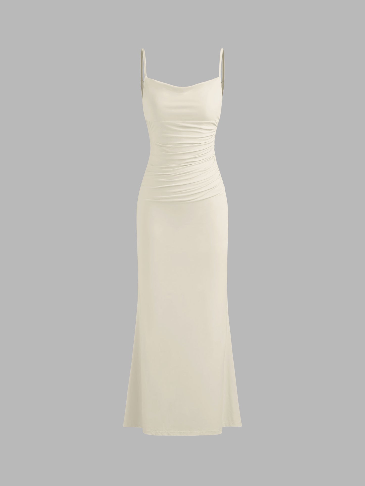 Cowl Neck Ruched Backless Maxi Dress