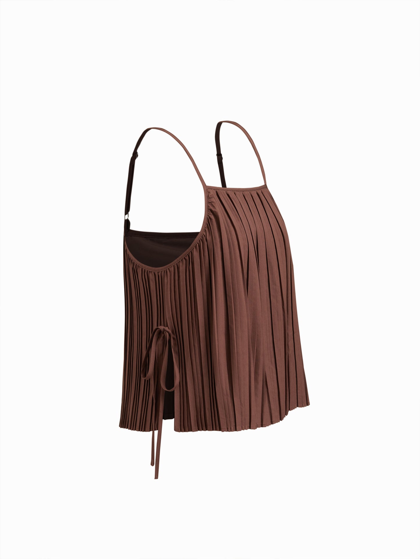 Pleated Split Side Bowknot Cami Top