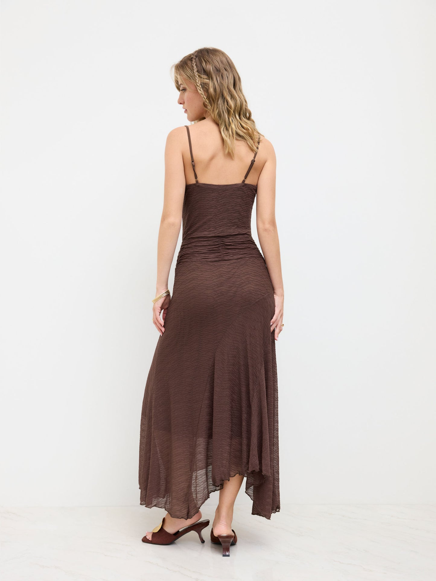 Lace Cowl Neck O-Ring Maxi Dress