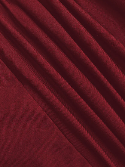 Solid Ruched U-Neckline Ruffle Maxi Dress