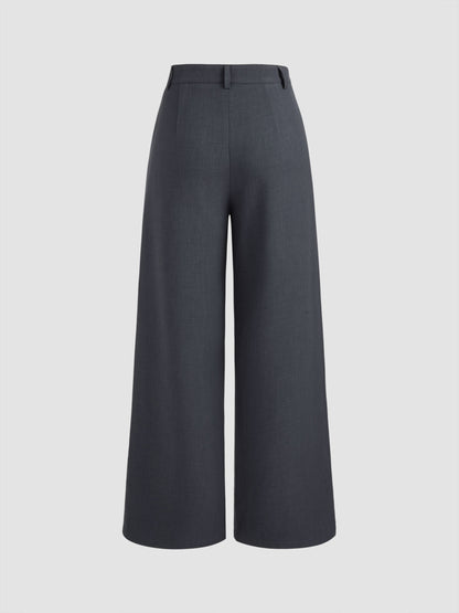 Mid Rise Straight Leg Pleated Trouser