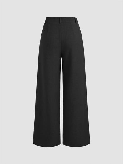 Mid Rise Straight Leg Pleated Trouser