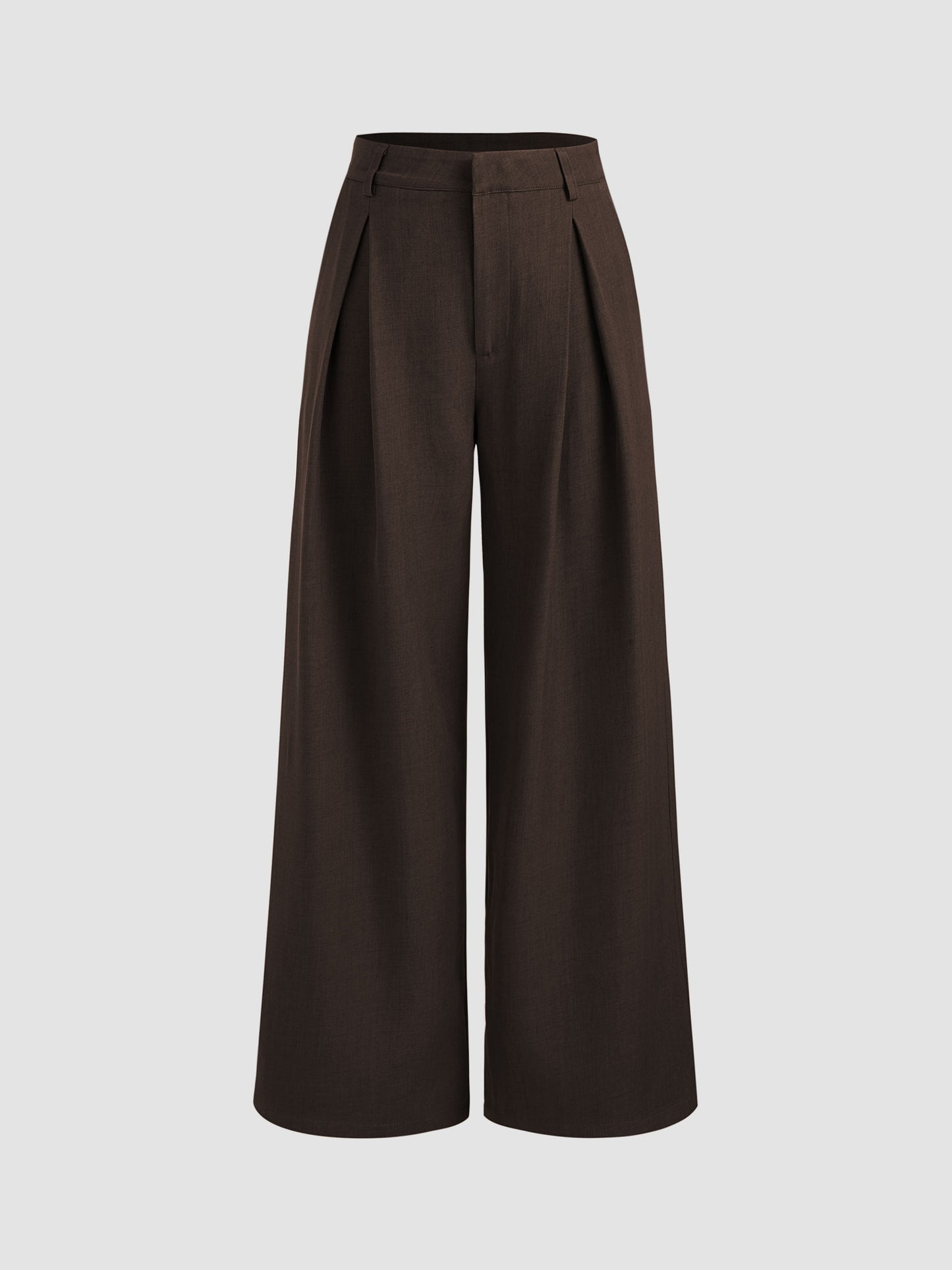 Mid Rise Straight Leg Pleated Trouser