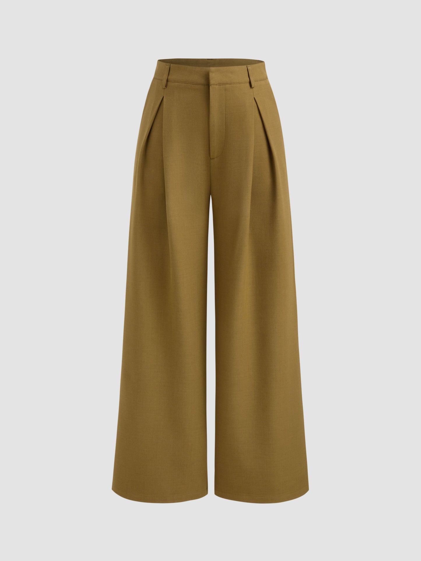 Mid Rise Straight Leg Pleated Trouser