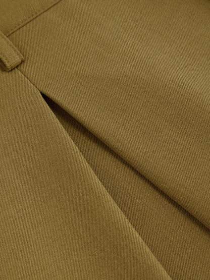 Mid Rise Straight Leg Pleated Trouser