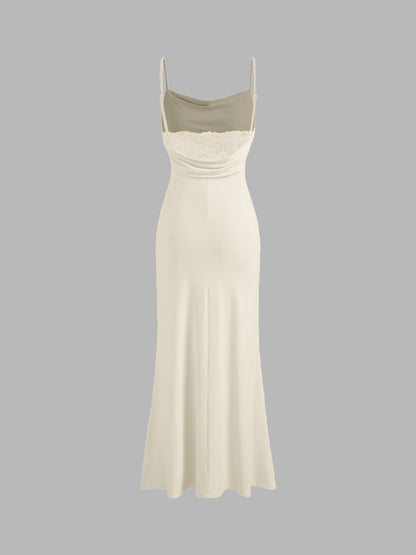 Cowl Neck Ruched Backless Maxi Dress