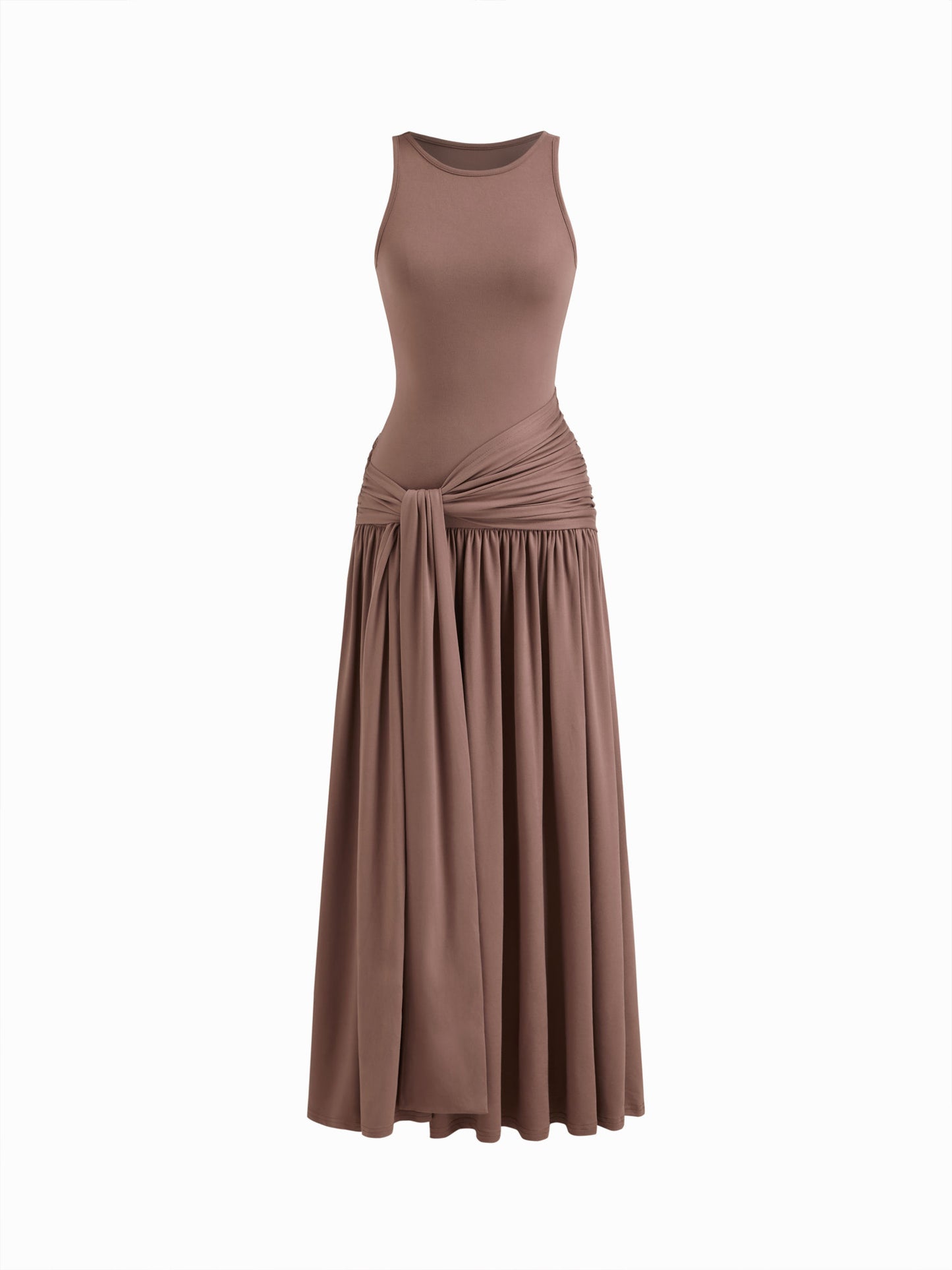 Draped Ruched Tank Maxi Dress