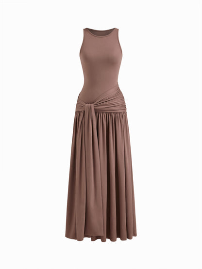 Draped Ruched Tank Maxi Dress