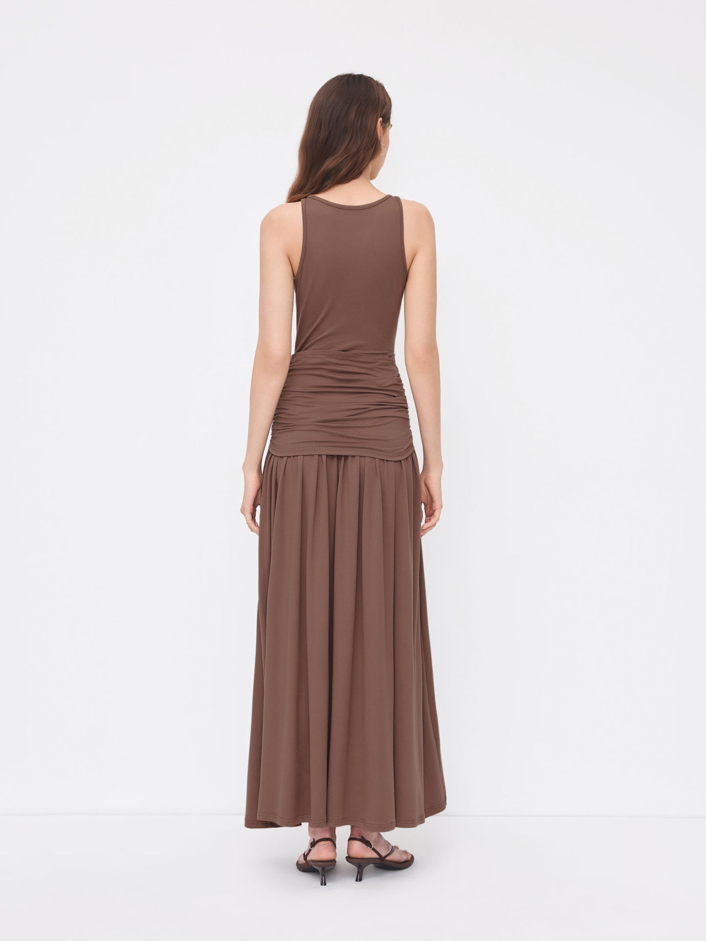 Draped Ruched Tank Maxi Dress