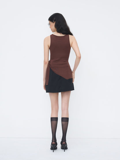 Knit Scoop Neckline Tie Side Asymmetrical Hem Tank Top