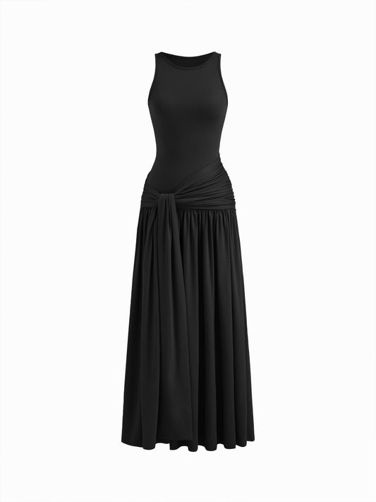 Draped Ruched Tank Maxi Dress