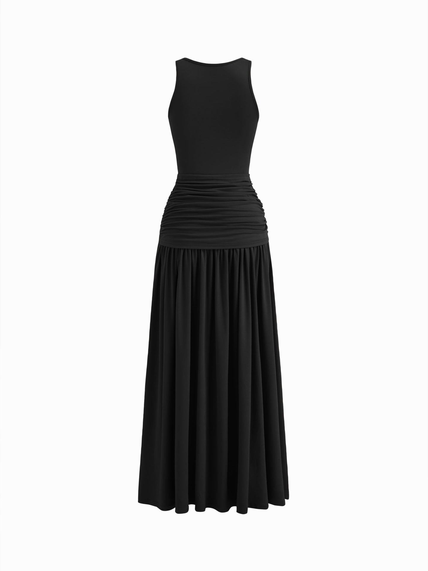 Draped Ruched Tank Maxi Dress